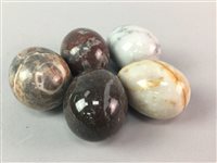 Lot 131 - A LOT OF MARBLE AND HARDSTONE EGGS