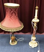 Lot 171 - AN ONYX TABLE LAMP AND ANOTHER LAMP