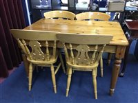 Lot 172 - A PINE KITCHEN TABLE AND FOUR CHAIRS