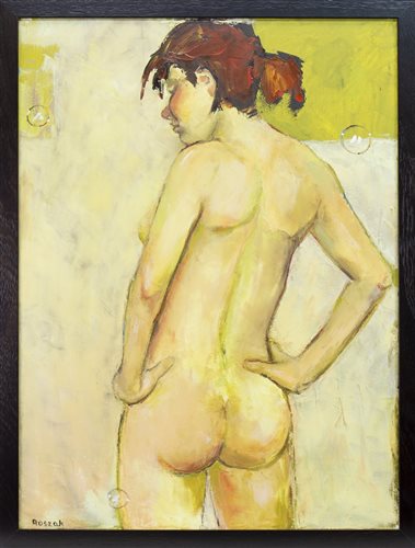 Lot 649 - BEFORE GETTING DRESSED, AN OIL BY BASIA ROSZAK