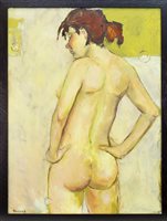 Lot 649 - BEFORE GETTING DRESSED, AN OIL BY BASIA ROSZAK