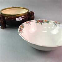 Lot 58 - A VICTORIAN SALAD BOWL, A DOULTON BOWL AND COLLECTORS PLATES