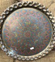 Lot 163 - A BURMESE ENAMEL BRASS TABLE TOP AND ANOTHER