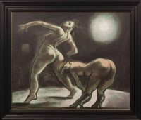 Lot 2488 - * PETER HOWSON OBE, DANCERS oil on canvas,...