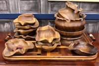 Lot 193 - A GROUP OF HARDWOOD BOWLS AND A SERVING TRAY