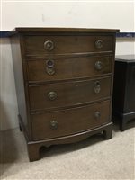 Lot 128 - A MAHOGANY BOW FRONT CHEST OF DRAWERS