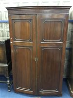 Lot 129 - A MAHOGANY BOWFRONT TWO DOOR WARDROBE