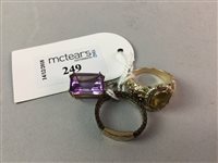 Lot 249 - A MOURNING RING, GEM SET RING AND A GOLD PENDANT