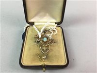 Lot 255 - AN OPAL AND SEED PEARL SET GOLD PENDANT ALONG WITH AN OPAL BAR BROOCH