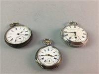 Lot 263 - A SILVER CASED 'ABBOTSFORD LEVER' KEY WIND POCKET WATCH AND TWO OTHER POCKET WATCHES