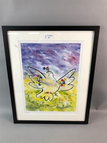 Lot 30 - DOVE OF PEACE, A PRINT AFTER PICASSO