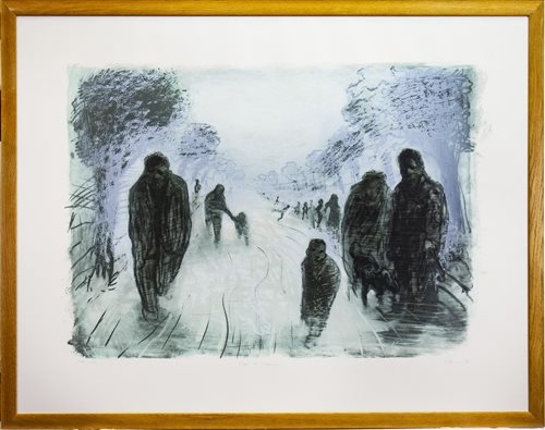 Lot 622 - ROAD TO ZENICA, AN ARTIST'S PROOF LITHOGRAPH BY PETER HOWSON