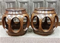 Lot 1158 - A PAIR OF CHINESE BARREL-SHAPED TABLES