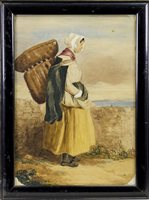 Lot 456 - A PAIR OF WATERCOLOURS DEPICTING A PORTOBELLO FISHWIFE AND FISHERMAN, BY ALEXANDER HUNTER