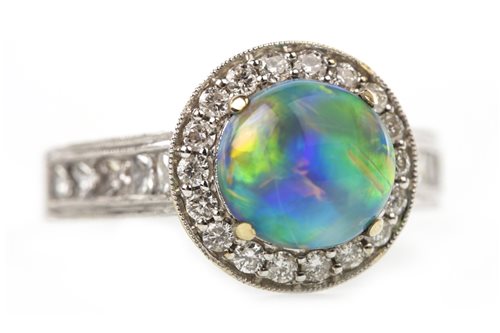 Lot 126 - AN OPAL AND DIAMOND RING