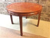 Lot 1169 - A CHINESE HARDWOOD DINING TABLE AND EIGHT CHAIRS