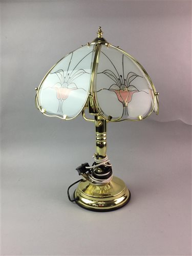 Lot 143 - A BRASS TABLE LAMP AND AN ASIAN STYLE LAMP