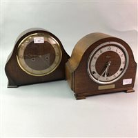 Lot 333 - A LOT OF TWO OAK MANTEL CLOCKS