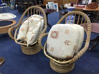 Lot 327 - A LOT OF TWO CANED BASKET CHAIRS