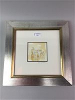 Lot 336 - CHIMNEY STACKS, A WATERCOLOUR BY LYNNE SCOBBIE