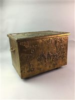 Lot 345 - A BRASS COAL BOX