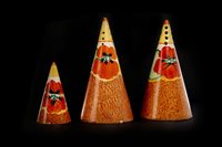 Lot 1228 - A LOT OF THREE CLARICE CLIFF BIZARRE CONICAL CASTERS