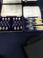 Lot 102 - A SILVER PLATED CANTEEN OF CUTLERY AND FOUR CASED EXAMPLES