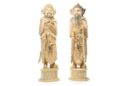 Lot 1171 - TWO CHINESE IVORY FIGURES OF WARRIORS