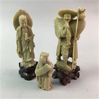 Lot 304 - A LOT OF THREE SOAPSTONE FIGURES