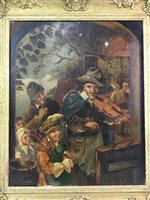 Lot 10 - AN OIL DEPICTING MUSICIANS, SCHOOL OF D TENIERS (FLEMISH 18TH CENTURY)