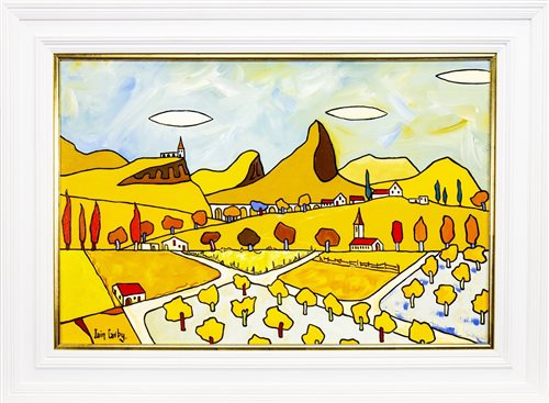 Lot 632 - LEMON GROVES AND AN AQUEDUCT, AN OIL BY IAIN CARBY