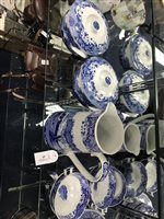 Lot 65 - A SPODE BLUE AND WHITE PART BREAKFAST SERVICE