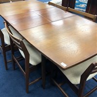 Lot 134 - A DANISH STYLE DINING TABLE AND CHAIRS WITH A SIMILAR WRITING BUREAU