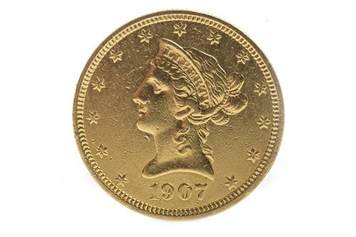 Lot 522 - A GOLD USA TEN DOLLAR COIN, 1907