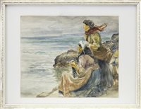 Lot 508 - BY THE SHORE, A WATERCOLOUR BY ALEXANDER BALLINGALL
