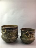 Lot 14 - A SET OF THREE INDIAN BRASS GRADUATED PLANTERS