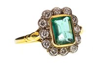 Lot 11 - A GREEN GEM AND DIAMOND CLUSTER RING