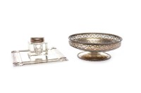 Lot 352 - GEORGE VI SILVER TAZZA AND GEORGE V INK WELL...
