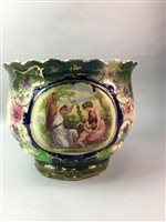 Lot 41 - A VICTORIAN FENTON STONEWARE VASE, TWO PLANTERS AND TWO BASINS