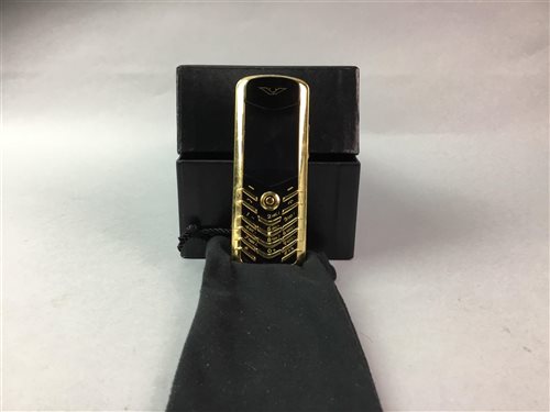Lot 86 - A GOLD PLATED VERTU MOBILE PHONE, COSTUME JEWELLERY AND WATCHES
