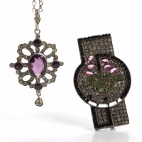 Lot 3 - FRENCH ART DECO SILVER BROOCH of rectangular...