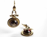 Lot 4 - PAIR OF VICTORIAN GARNET AND DIAMOND SET DROP...