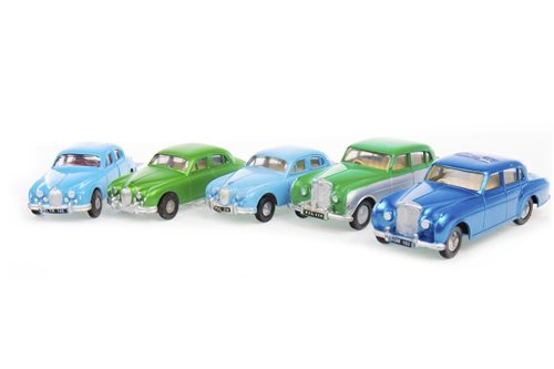 Lot 1715 - A LOT OF FIVE SPOT-ON BY TRI-ANG MODEL CARS INCLUDING JAGUAR AND BENTLEY EXAMPLES