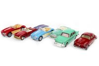 Lot 1718 - A LOT OF SIX SPOT-ON BY TRI-ANG MODEL CARS INCLUDING AUSTIN HEALEY EXAMPLES