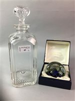 Lot 43 - A CAITHNESS MOONFLOWER PAPERWEIGHT AND A DECANTER
