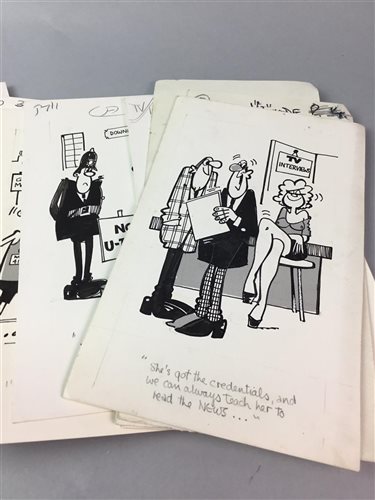 Lot 51 - COLLECTION OF ORIGINAL COMIC FOOTBALL AND POLITICS RELATED ARTWORK