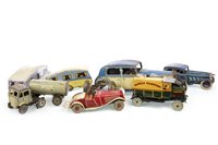 Lot 1736 - A LOT OF VINTAGE BRITISH TIN PLATE MODEL VEHICLES