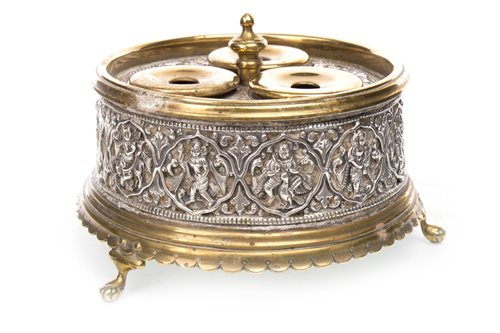 Lot 934 - AN INDIAN BRASS INKWELL