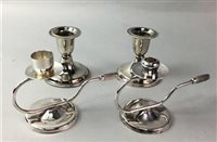 Lot 124 - A COLLECTION OF SILVER PLATE AND TWO DANISH SILVER PLATED CANDLESTICKS BY BERG