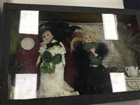 Lot 123 - A CASED DISPLAY OF VICTORIAN MEMORIAL DOLLS